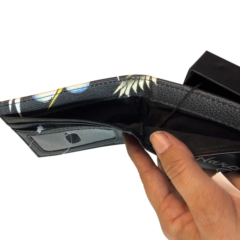 Ed‎ Hardy Black Bifold Wallet Valet Tray Tattoo Eagle Skull Y2K Set NWT